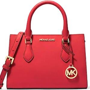 Michael Kors Hope Saffiano Leather Messenger/Satchel Bag no shoulder strap* red